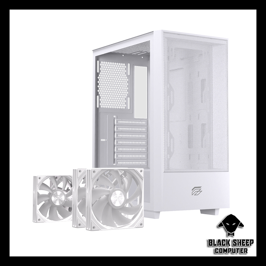 Vỏ Case EINAREX P100 RGB WHITE (SẴN 3 FAN LED)
