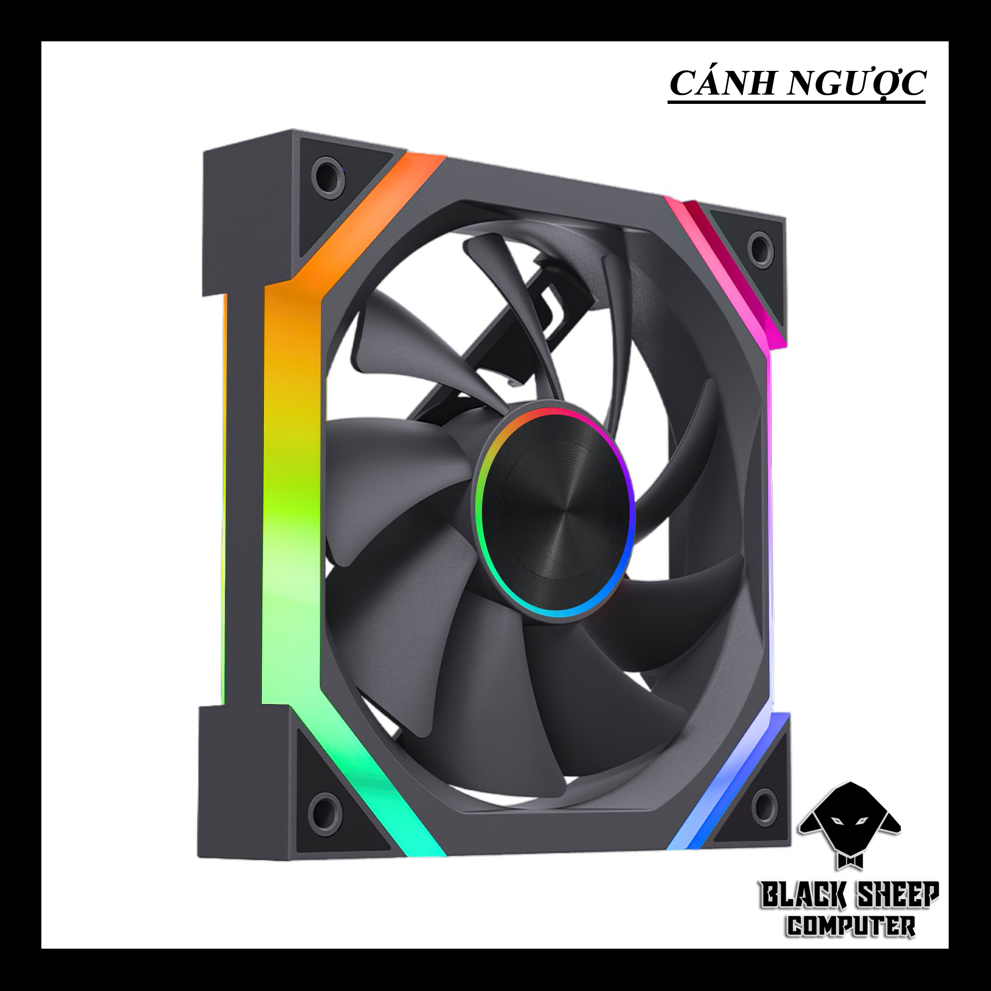 Quạt Fan LEOPARD GALAXY RS BLACK NGƯỢC - SYNC MAIN 3PIN 5V Kèm 4 Ốc ( Không gắn nguồn hoặc cần Hub 3Pin 5v )