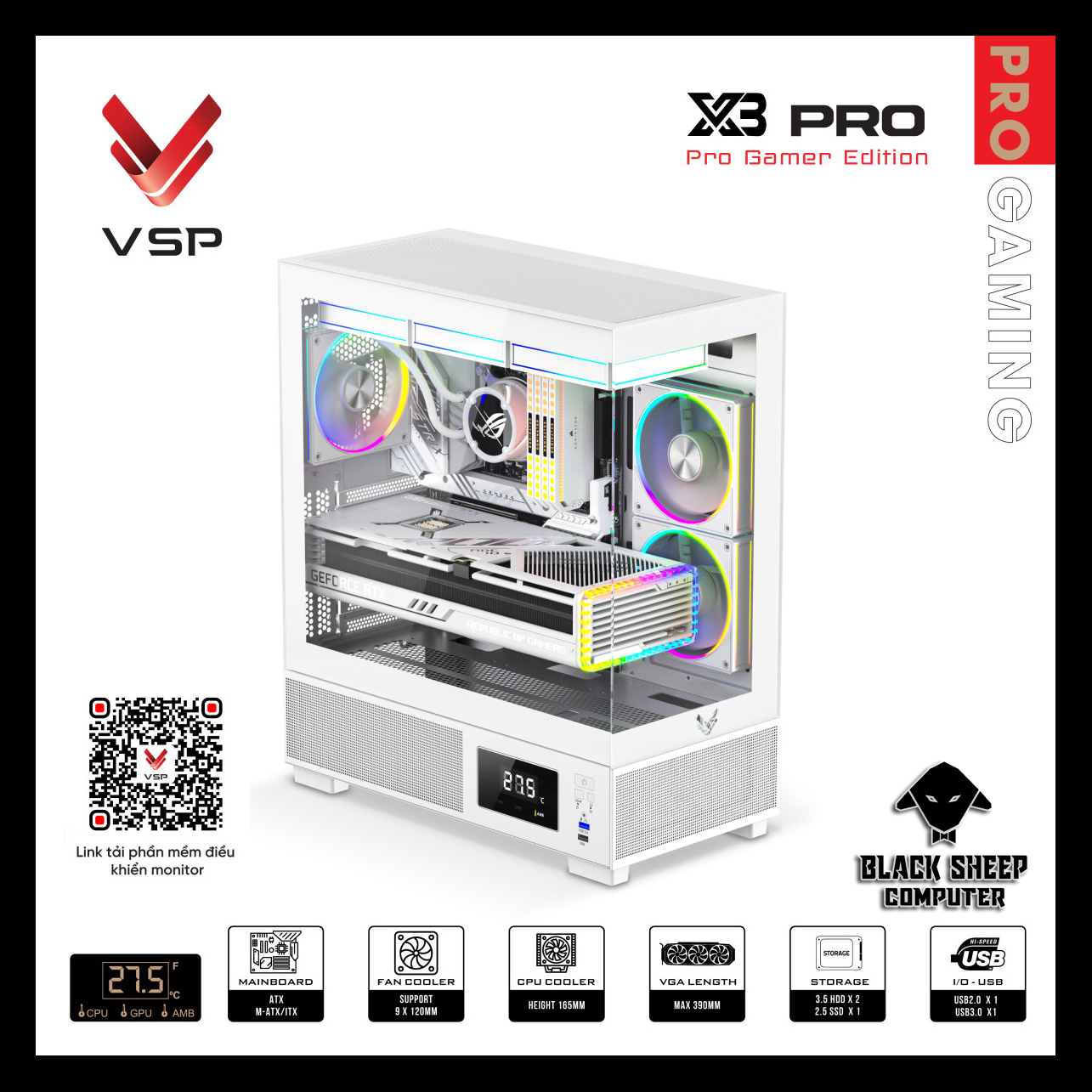 Vỏ Case VSP X3 - PRO WHITE