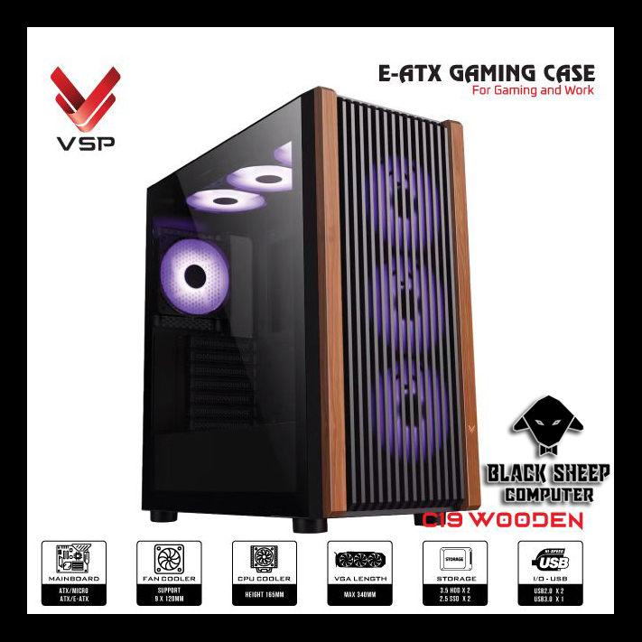 Vỏ Case VSP C19 WOODEN BLACK