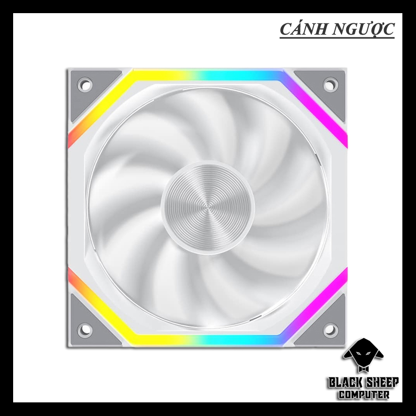 Quạt Fan LEOPARD GALAXY WHITE - SYNC MAIN 3PIN 5V CÁNH NGƯỢC Kèm 4 Ốc ( Không gắn nguồn hoặc cần Hub 3Pin 5v )