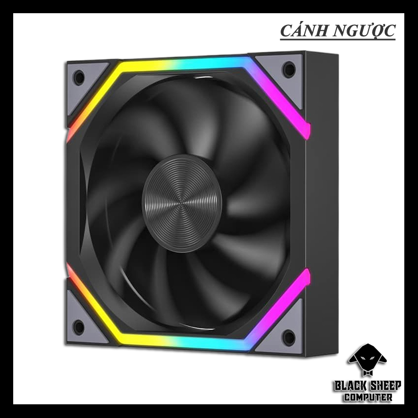 Quạt Fan LEOPARD GALAXY BLACK - SYNC MAIN 3PIN 5V CÁNH NGƯỢC Kèm 4 Ốc ( Không gắn nguồn hoặc cần Hub 3Pin 5v )