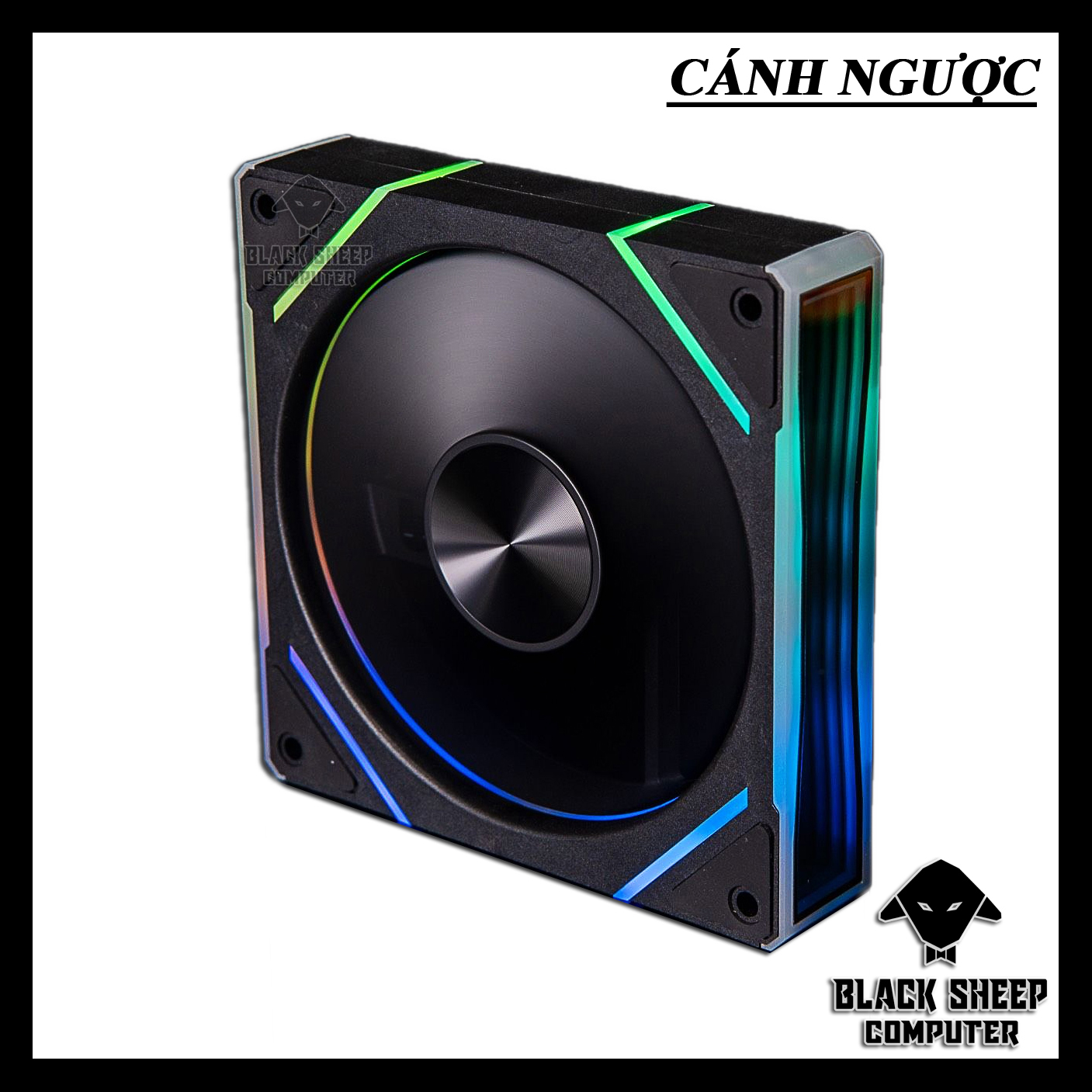 Quạt Fan LEOPARD V1 BLACK (CÁNH NGƯỢC) - SYNC MAIN 3PIN 5V Kèm 4 Ốc ( Không gắn nguồn hoặc cần Hub 3Pin 5v )