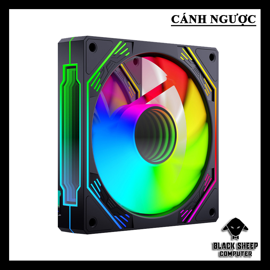 Quạt Fan MAGIC F120 RGB BLACK NGƯỢC- 6Pin Kèm 4 Ốc ( Không gắn nguồn cần Hub 6Pin )