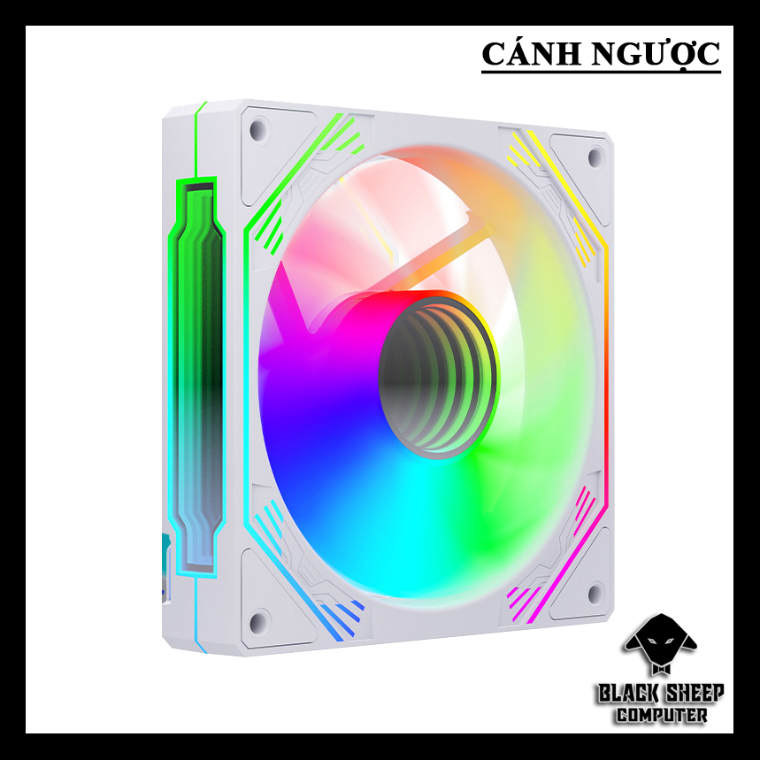 Quạt Fan MAGIC F120 RGB WHITE NGƯỢC- 6Pin Kèm 4 Ốc ( Không gắn nguồn cần Hub 6Pin )