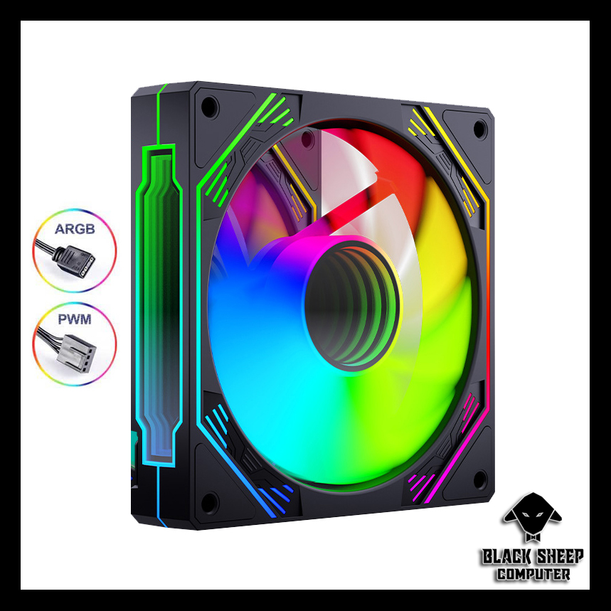 Quạt Fan MAGIC F120 ARGB BLACK - SYNC MAIN 3PIN 5V Kèm 4 Ốc ( Không gắn nguồn hoặc cần Hub 3Pin 5v )