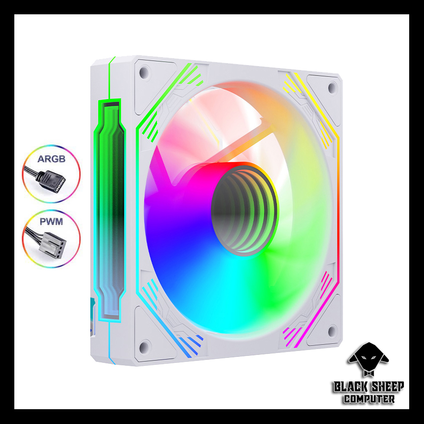 Quạt Fan MAGIC F120 ARGB WHITE - SYNC MAIN 3PIN 5V Kèm 4 Ốc ( Không gắn nguồn hoặc cần Hub 3Pin 5v )