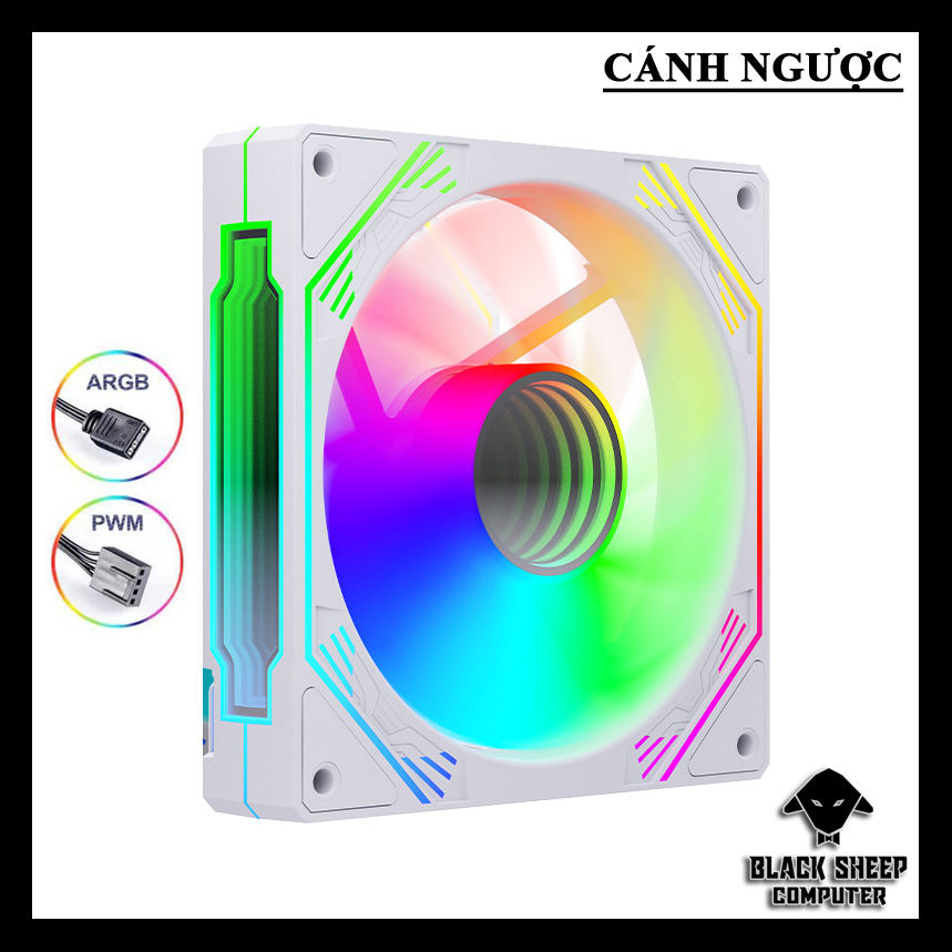 Quạt Fan MAGIC F120 ARGB WHITE NGƯỢC - SYNC MAIN 3PIN 5V Kèm 4 Ốc ( Không gắn nguồn hoặc cần Hub 3Pin 5v )