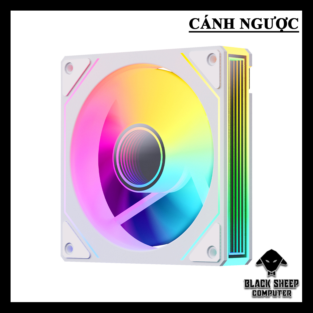 Quạt Fan MAGIC F121 ARGB WHITE NGƯỢC - SYNC MAIN 3PIN 5V Kèm 4 Ốc ( Không gắn nguồn hoặc cần Hub 3Pin 5v )