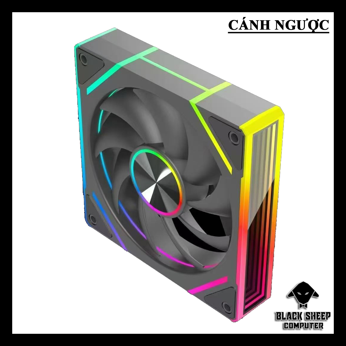 Quạt Fan MAGIC F125 ARGB BLACK NGƯỢC - SYNC MAIN 3PIN 5V Kèm 4 Ốc ( Không gắn nguồn hoặc cần Hub 3Pin 5v )