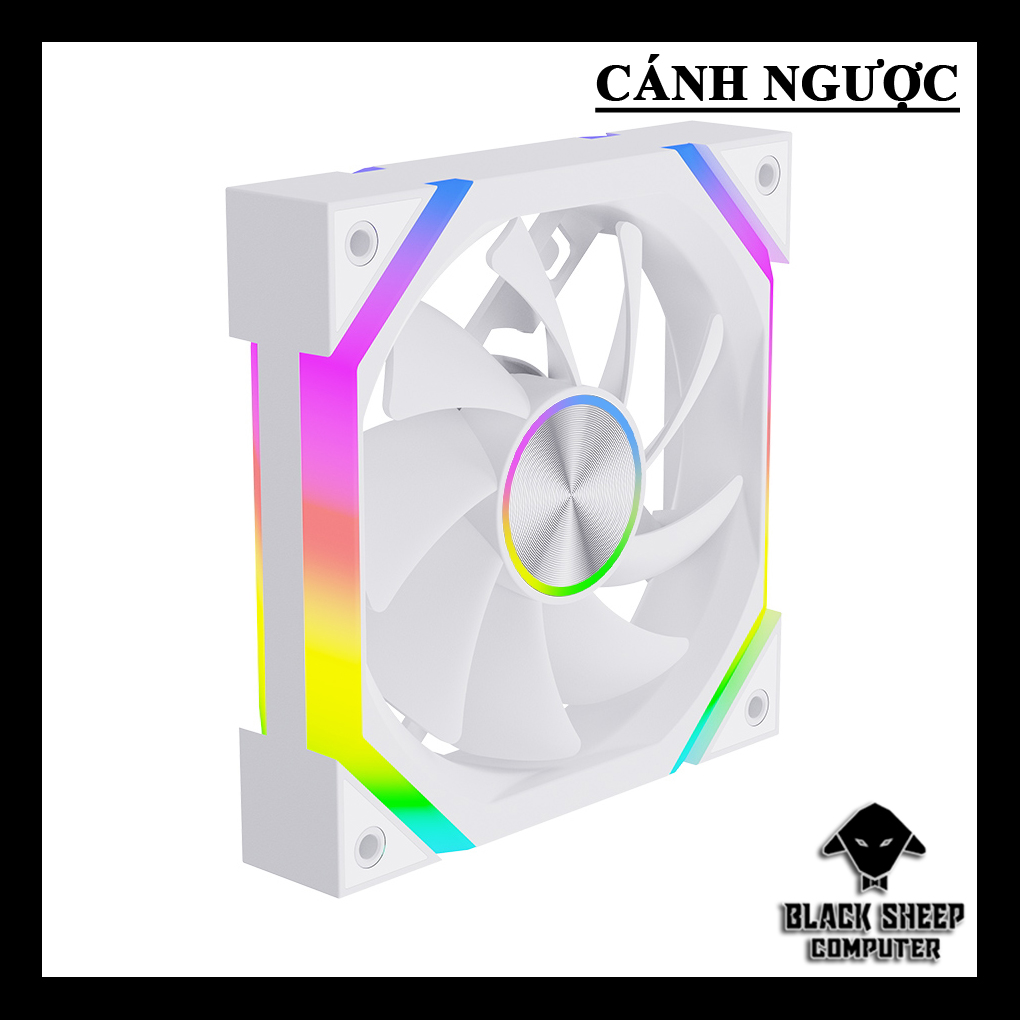 Quạt Fan MAGIC F129 ARGB WHITE NGƯỢC - SYNC MAIN 3PIN 5V Kèm 4 Ốc ( Không gắn nguồn hoặc cần Hub 3Pin 5v )
