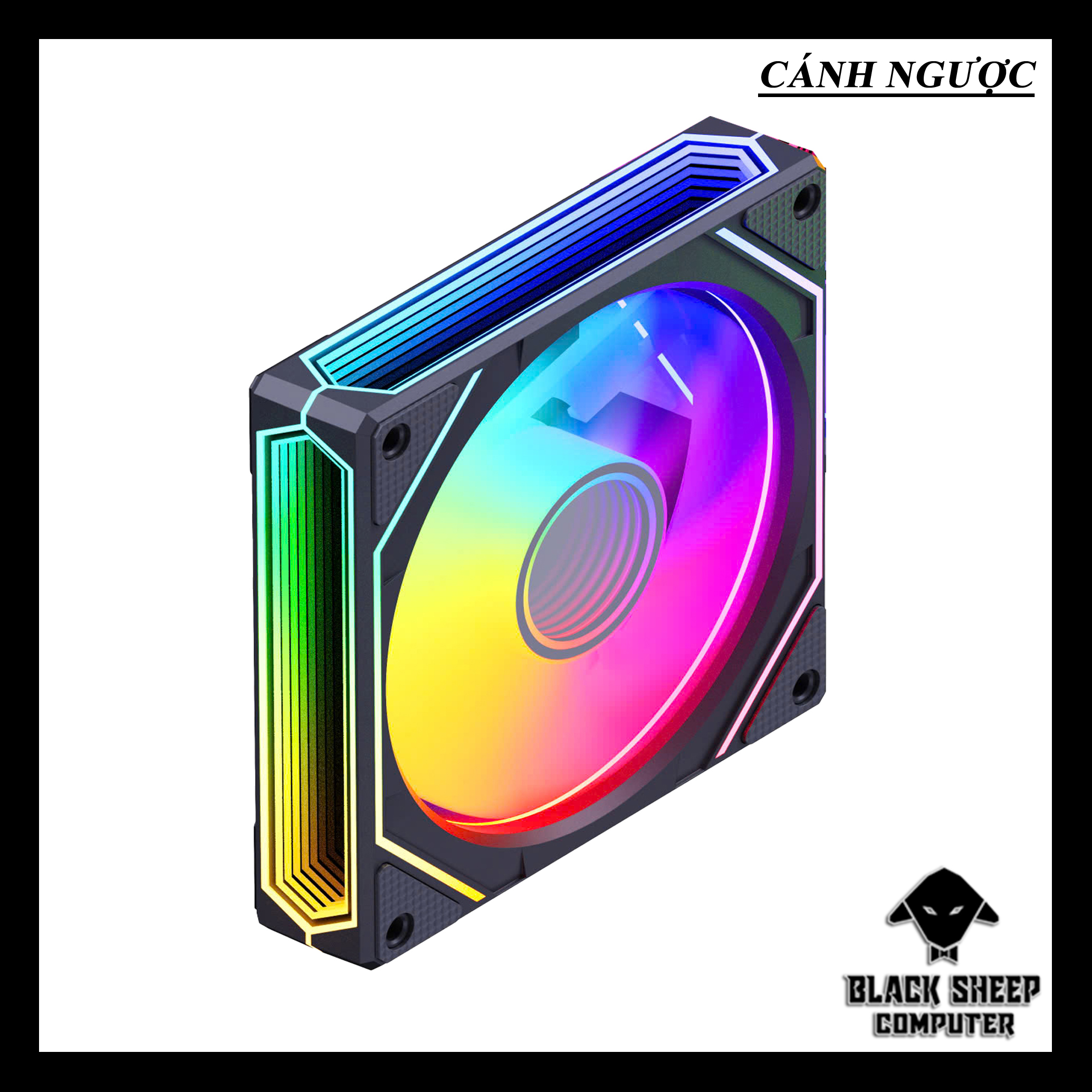 Quạt Fan MAGIC F135 ARGB BLACK NGƯỢC - SYNC MAIN 3PIN 5V Kèm 4 Ốc ( Không gắn nguồn hoặc cần Hub 3Pin 5v )