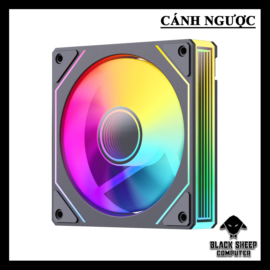 Quạt Fan MAGIC F121 RGB BLACK NGƯỢC- 6Pin Kèm 4 Ốc ( Không gắn nguồn cần Hub 6Pin )