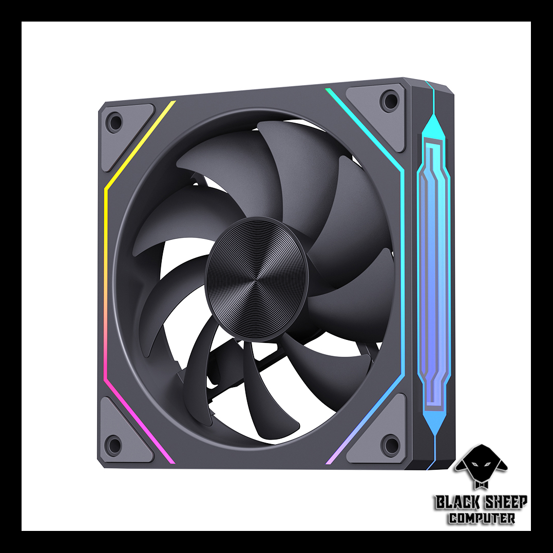 Quạt Fan LEOPARD 4RS ARGB BLACK - SYNC MAIN 3PIN 5V Kèm 4 Ốc ( Không gắn nguồn hoặc cần Hub 3Pin 5v )